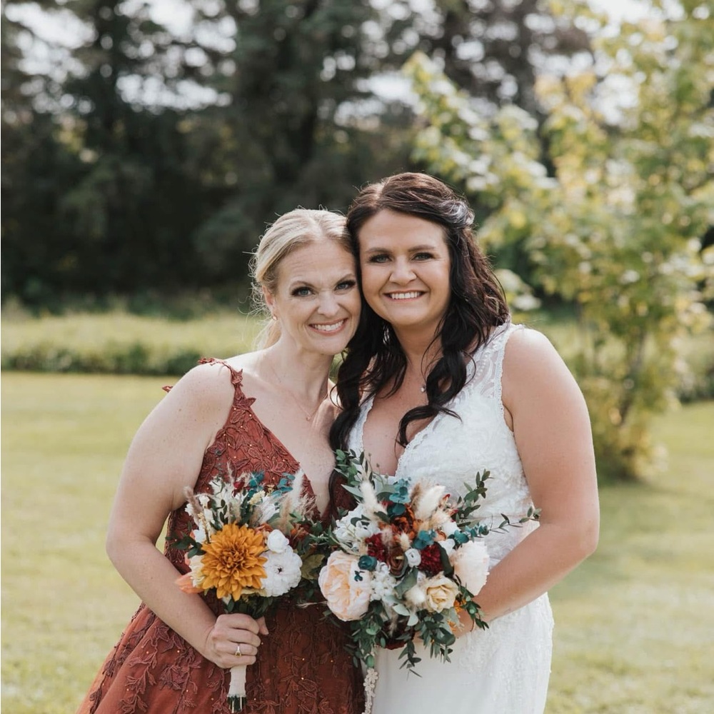 Elegant Rust Lace Gown